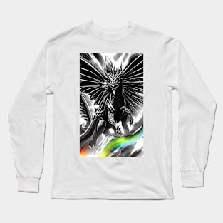 Black and White Fantasy Anime Dragon Long Sleeve T-Shirt